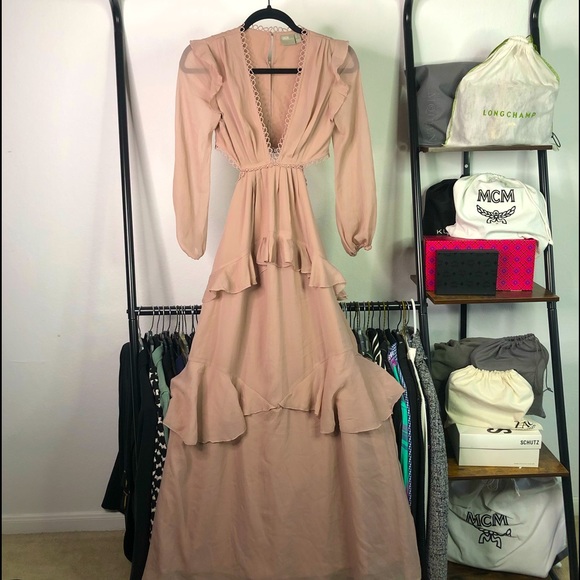 ASOS Dresses & Skirts - ASOS Cut Out Ruffle Maxi Dress w Circle Trim